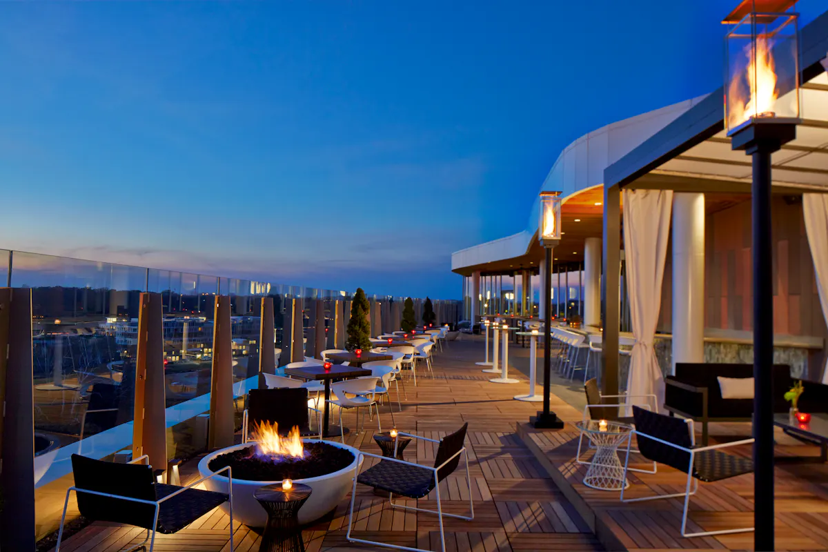 rooftop with chairs and tables