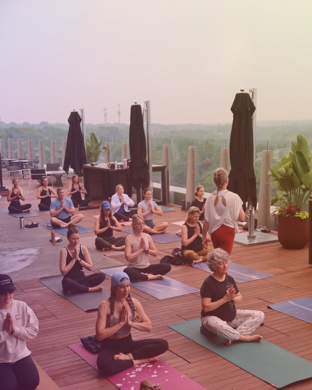 women doing yoga