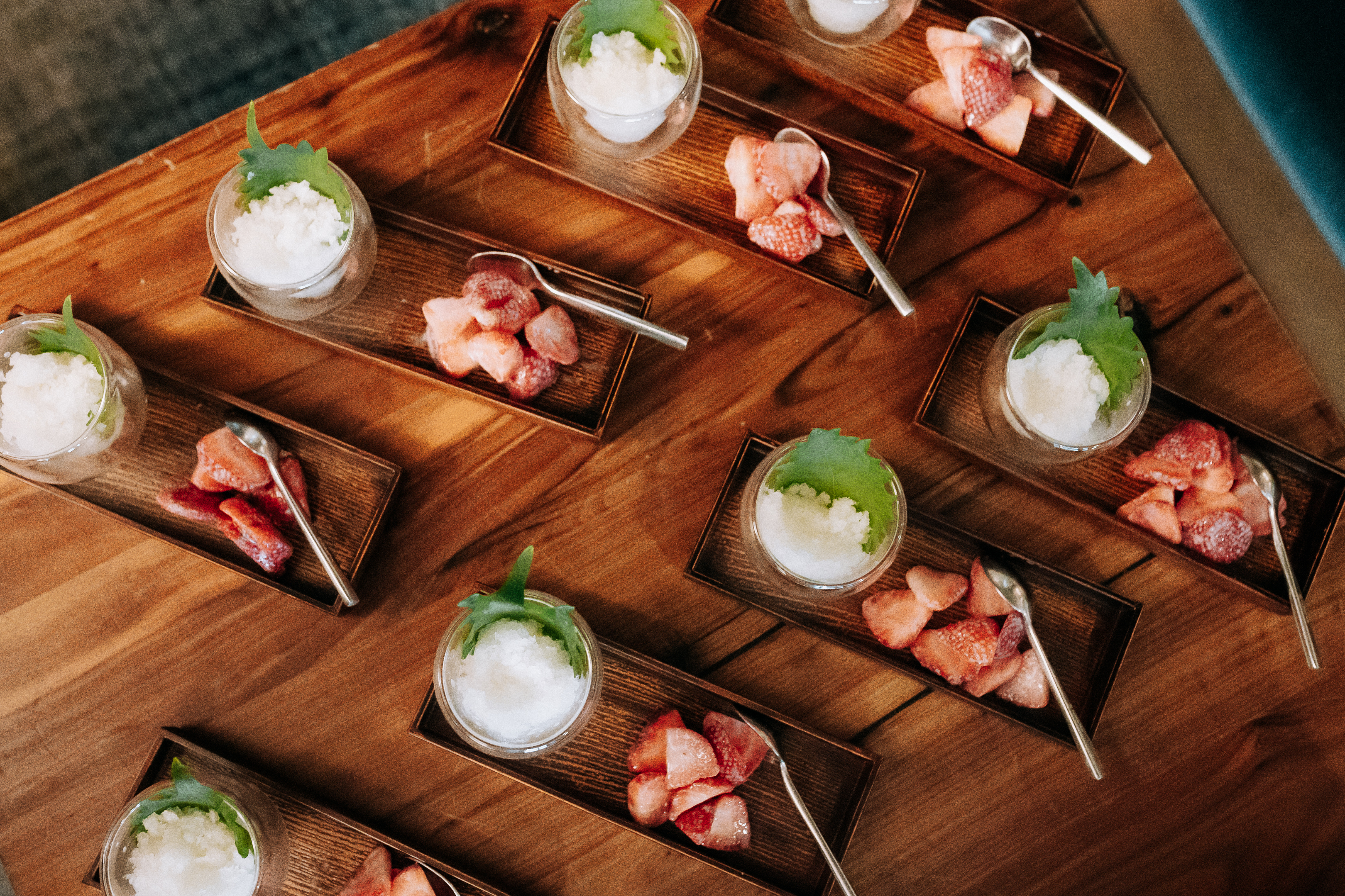 a table with plates of food