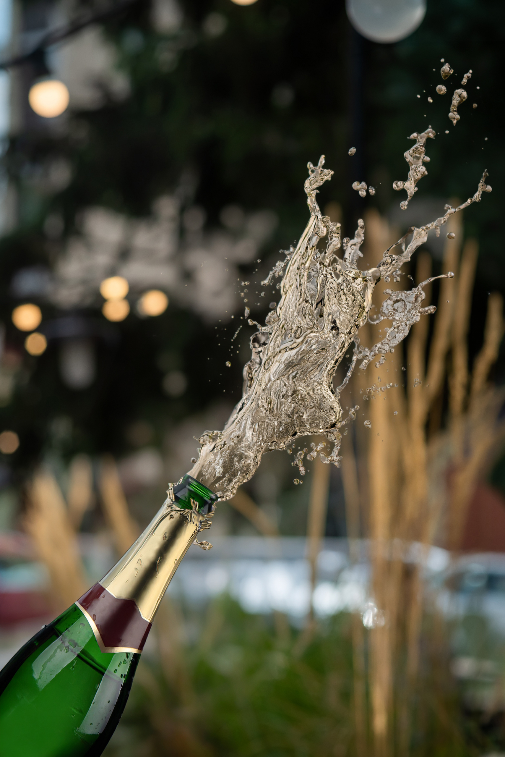 exploding champaign bottle