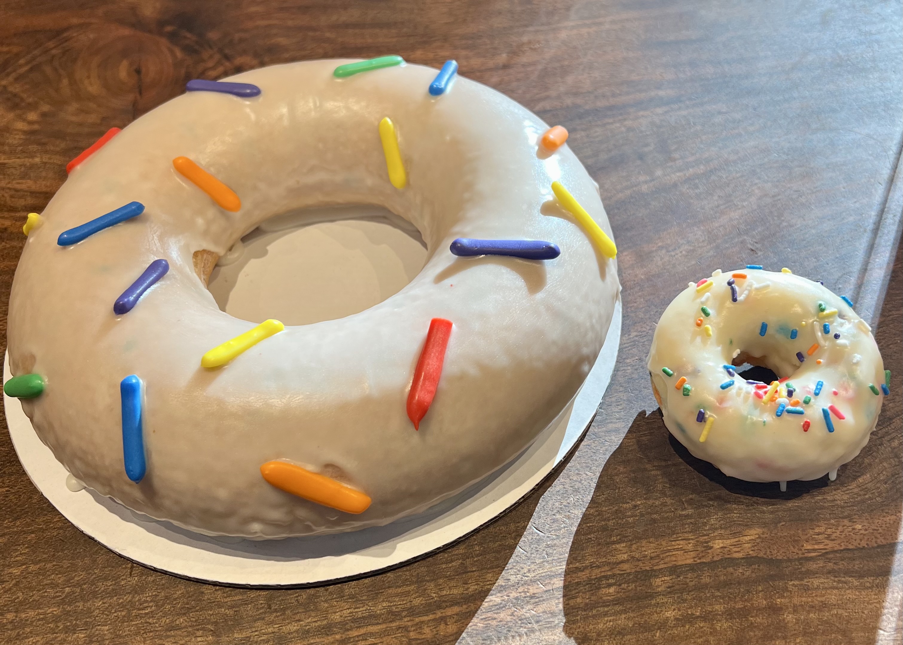 a donut sitting on top of a table