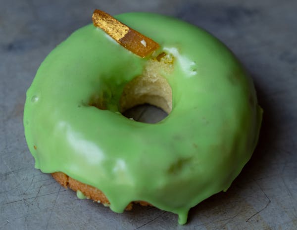 a close up of a doughnut