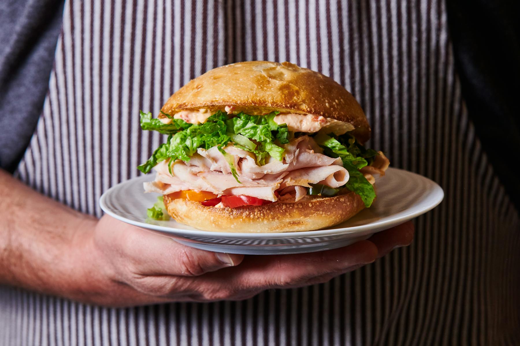 a close up of a sandwich on a plate