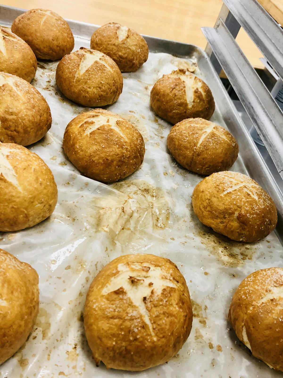 Housemade Pretzel Buns from scratch