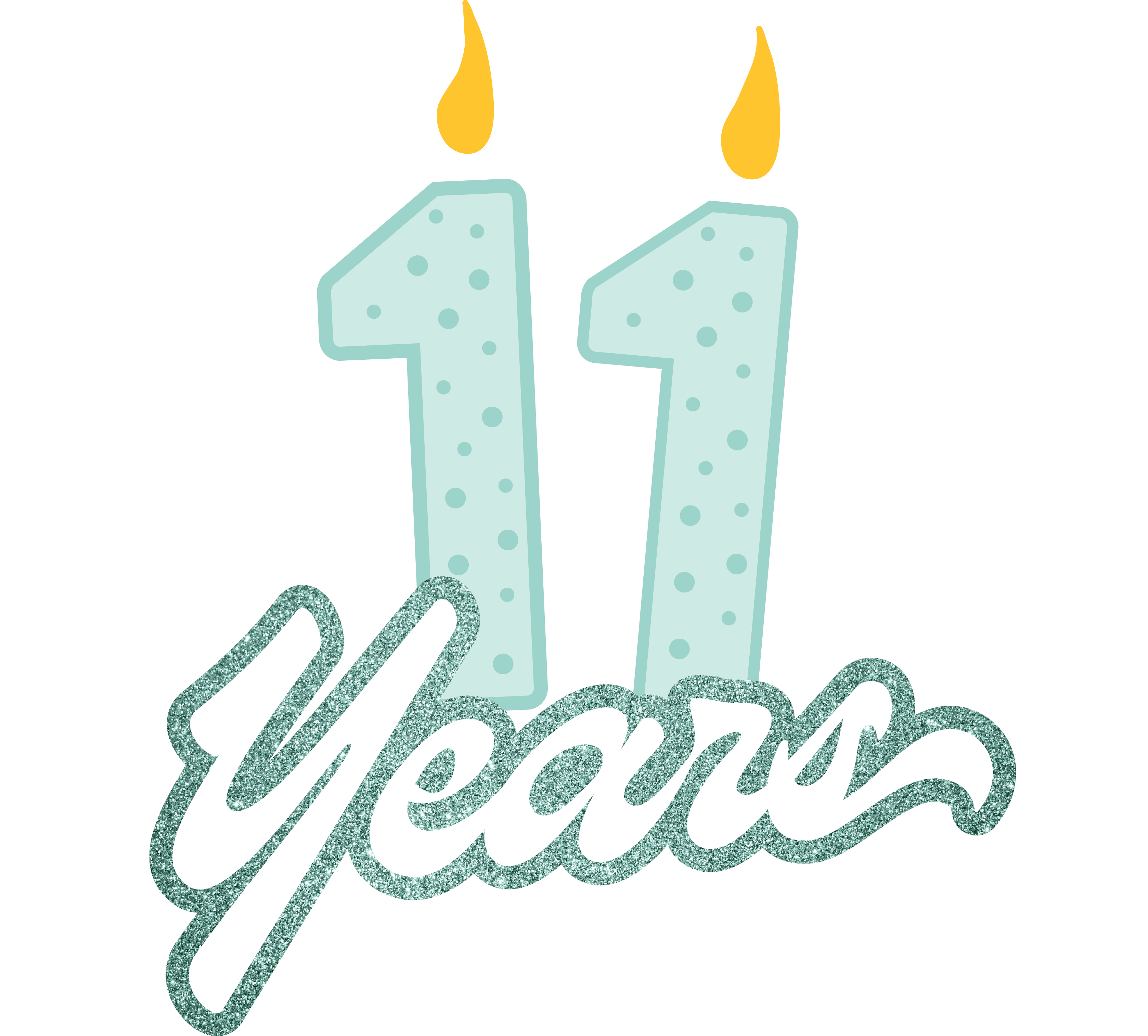 a number and candles on a black background