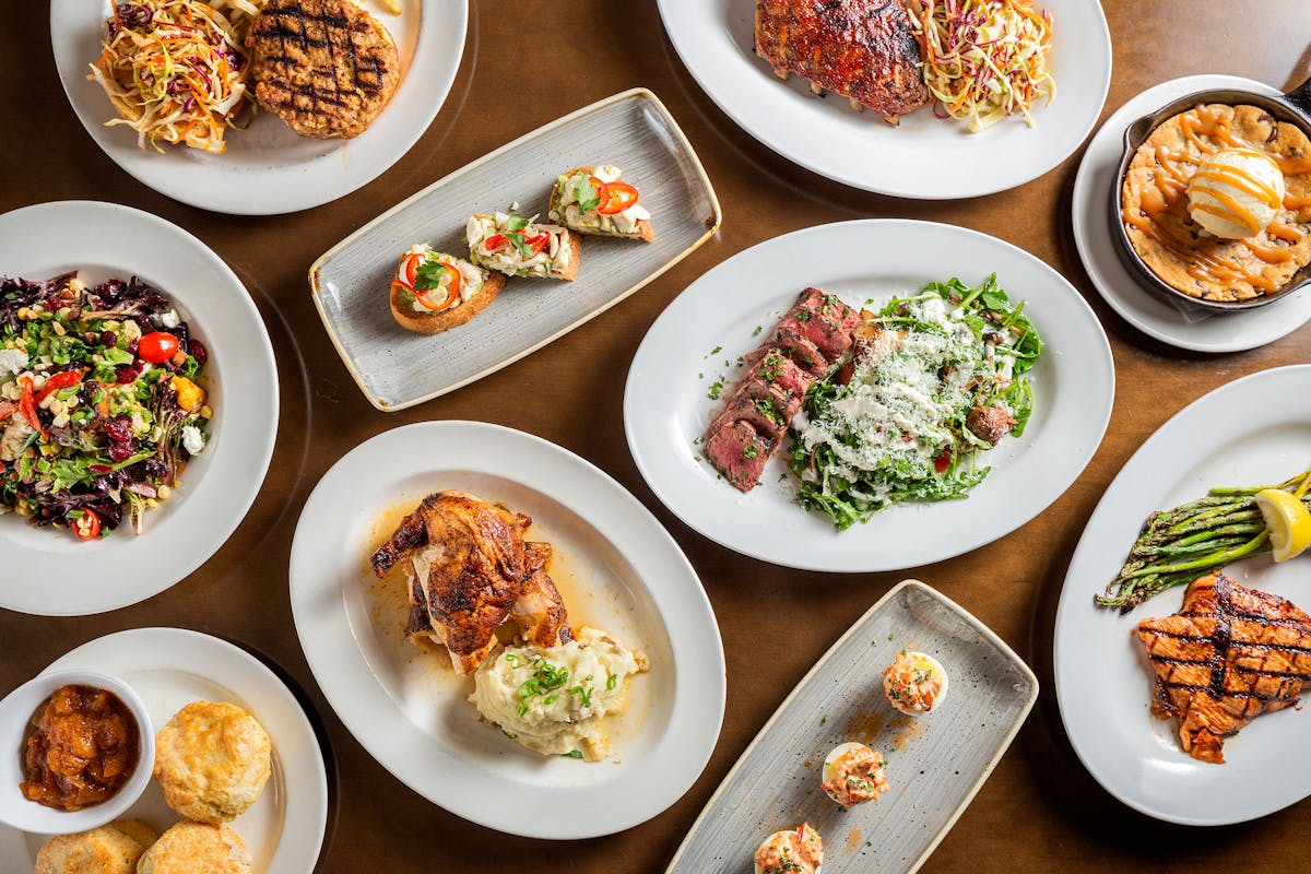 A table with plates of food