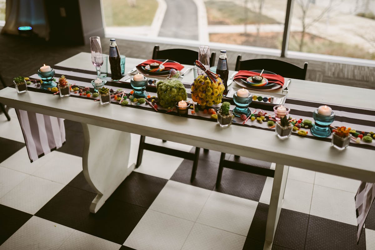 a table topped with lots of counter space