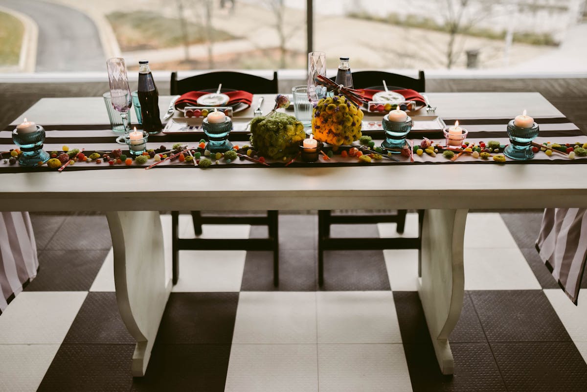 a dining table in a restaurant