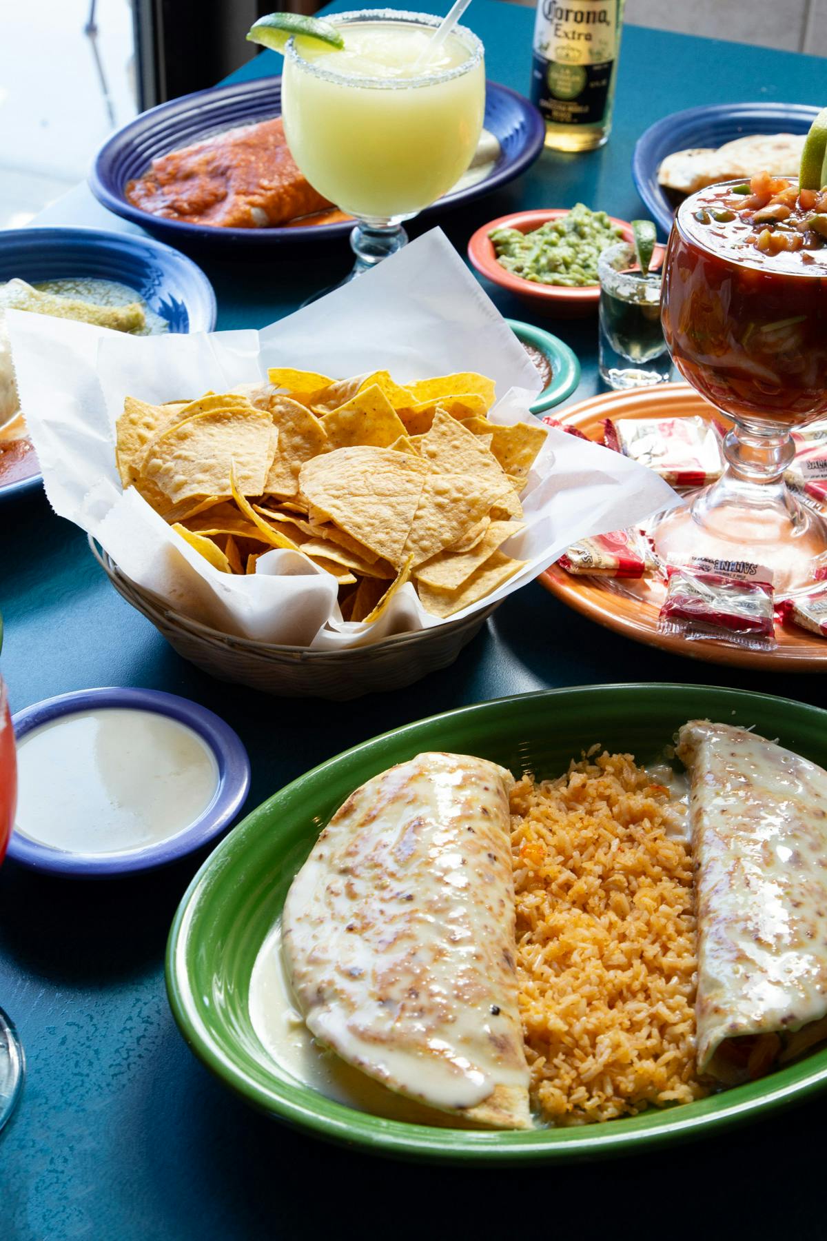 a bunch of food on a plate on a table