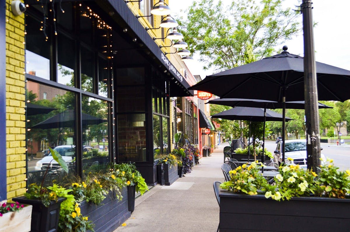 a view down Grand Avenue in St. Paul, Minnesota