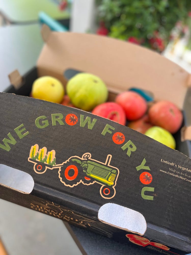 A reminder to support small farms! French Meadow's MN State Fair heirloom tomatoes come from Untiedt's family vegetable farm