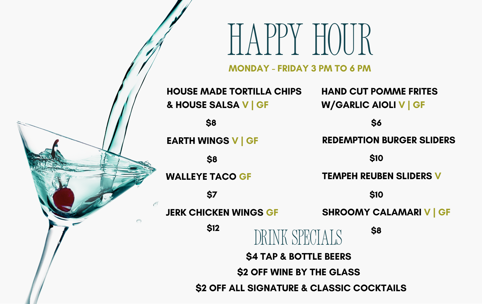 Happy Hour French Meadow Mpls Menu