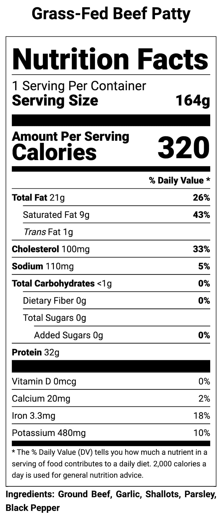 salt & pepper Nutrition Facts and Calories, Description