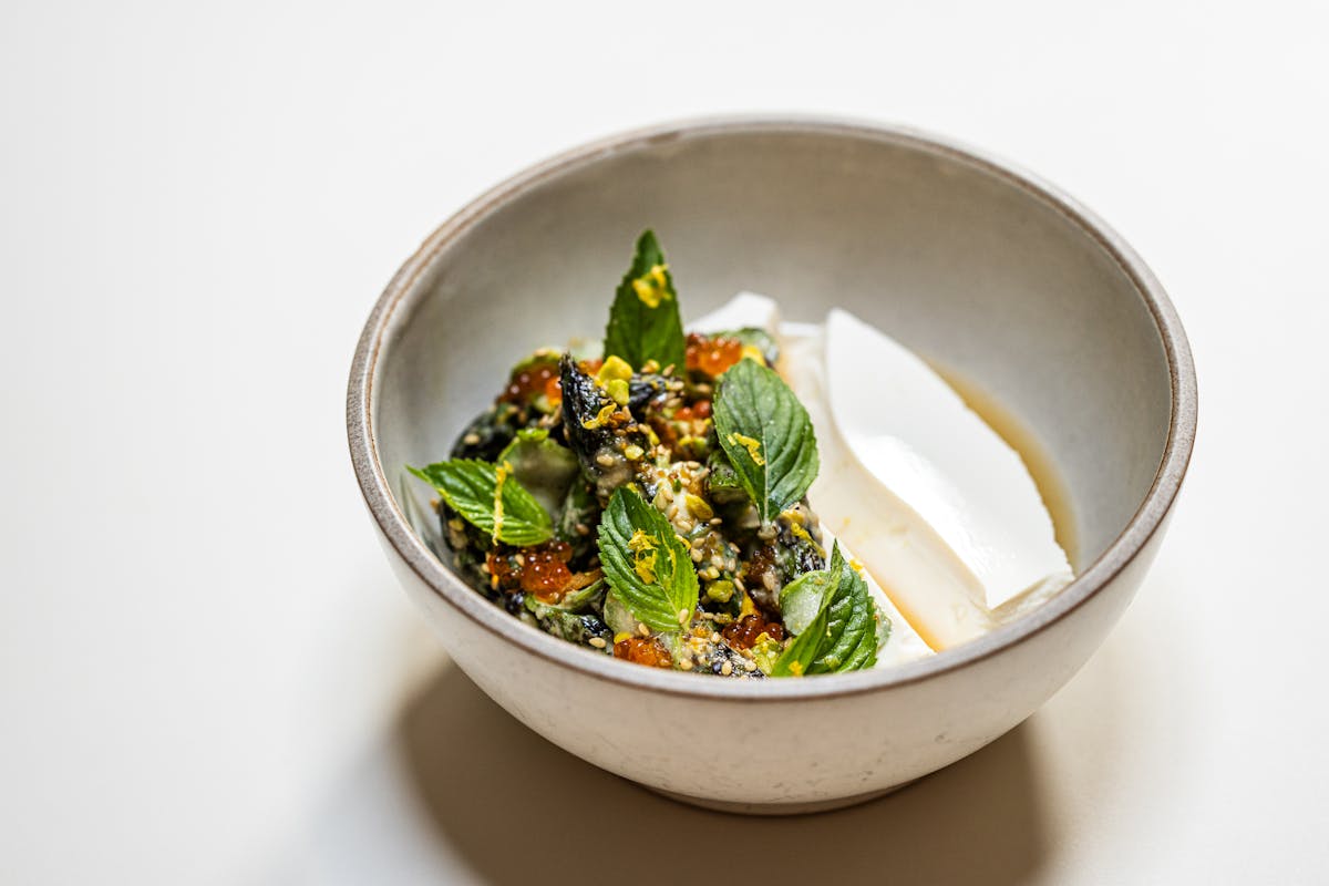 a bowl of food