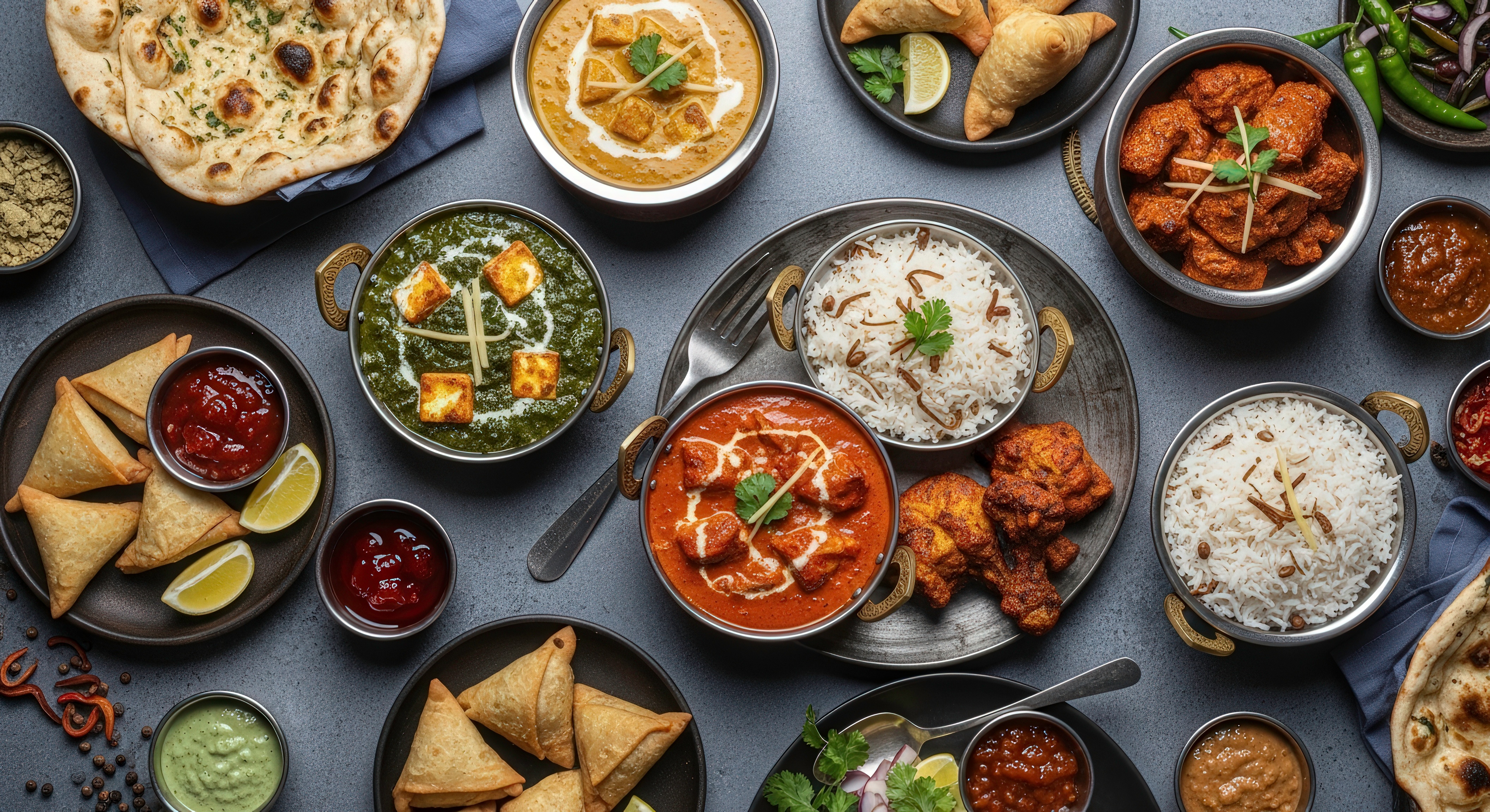 a bunch of food sitting on top of a wooden table