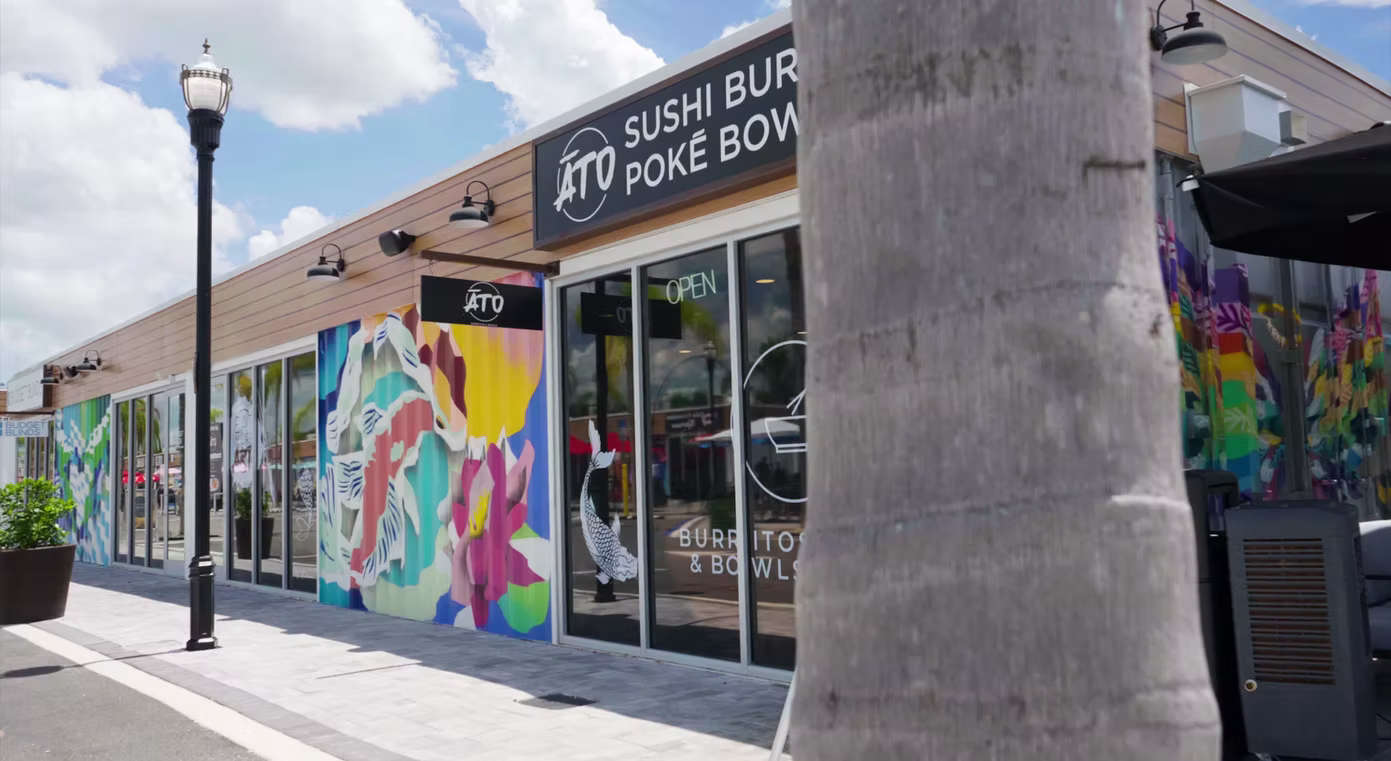 front of a restaurant