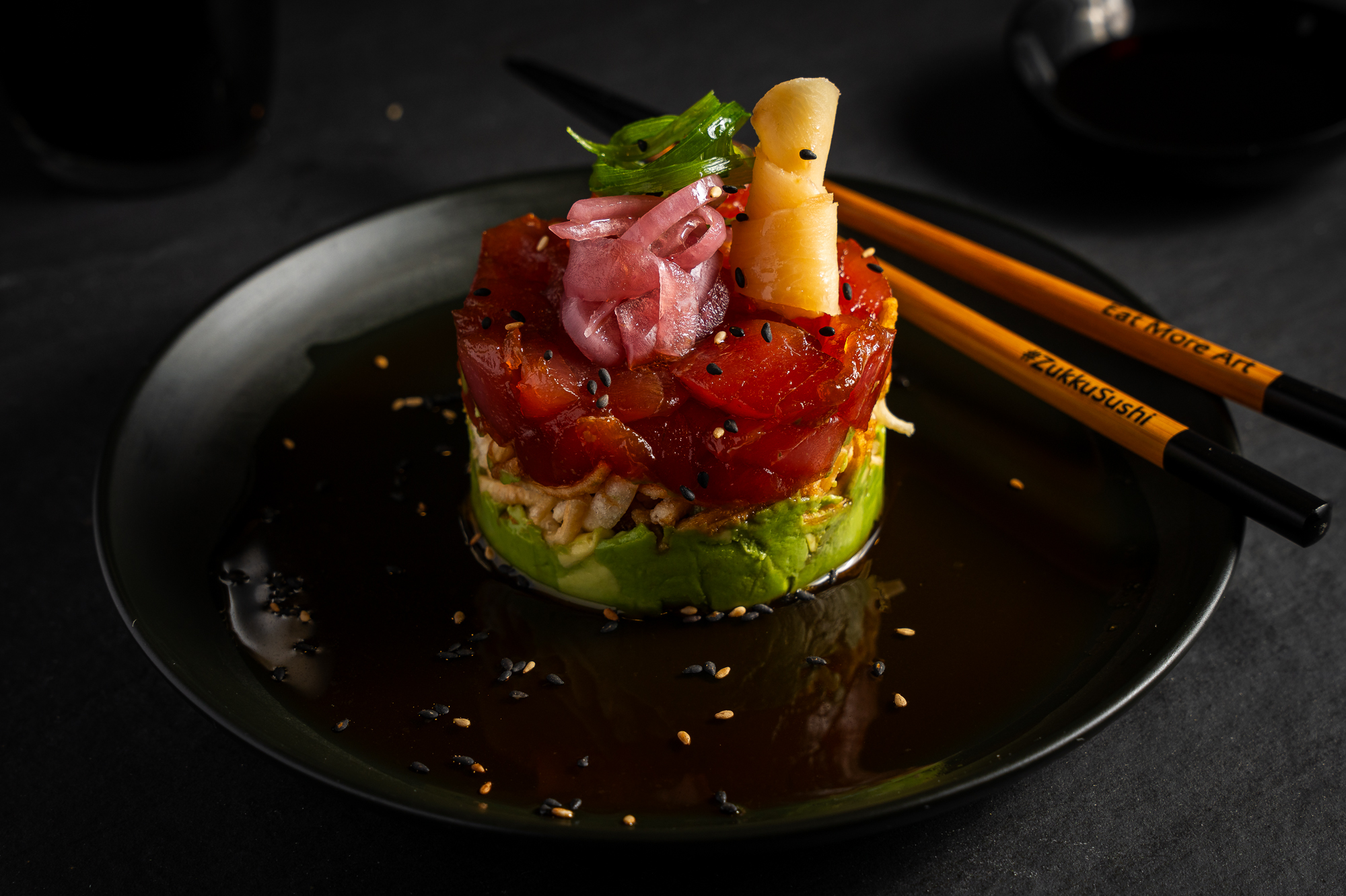 a plate with food on it