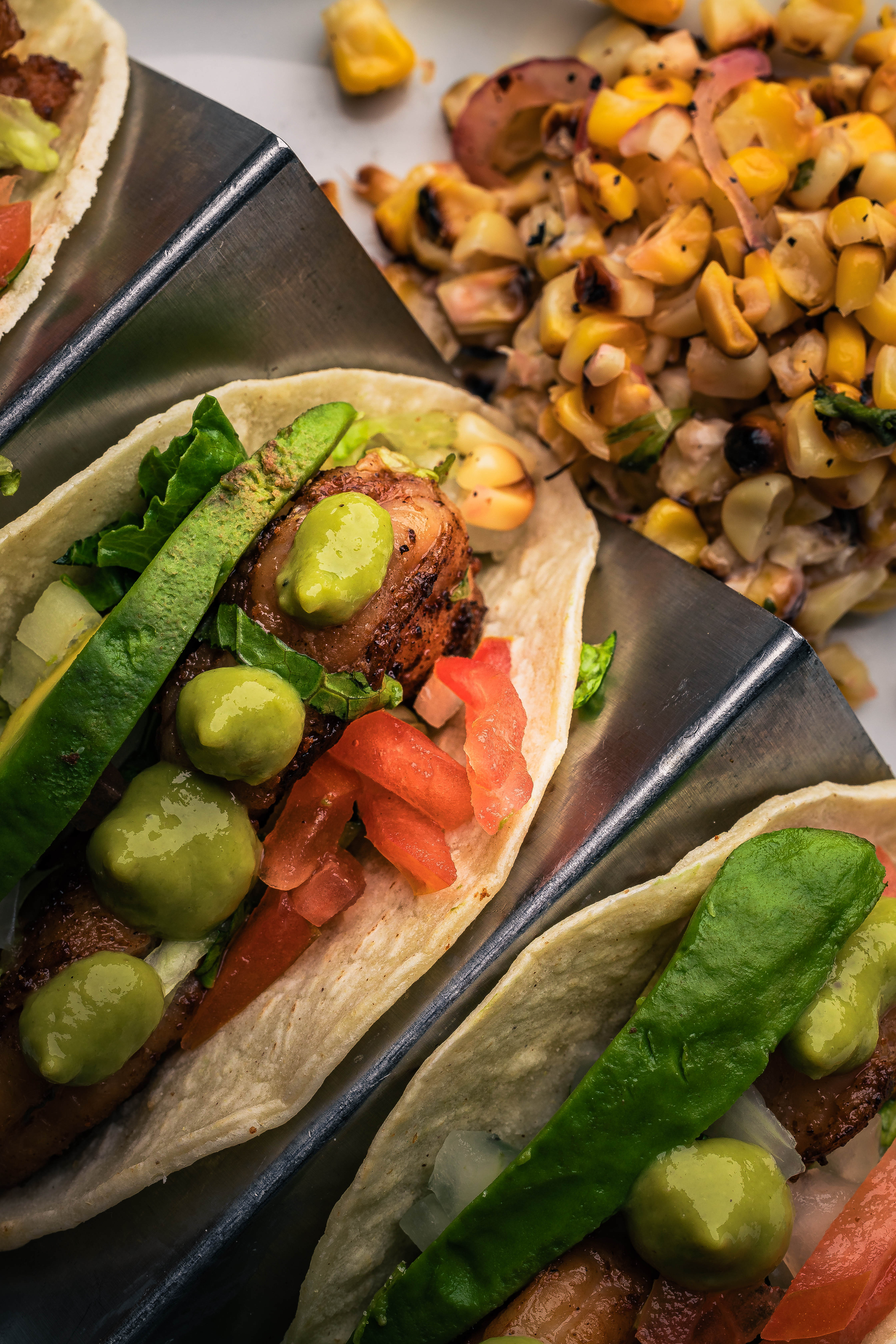 a dish is filled with food