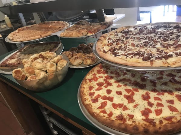 pizzas on the counter