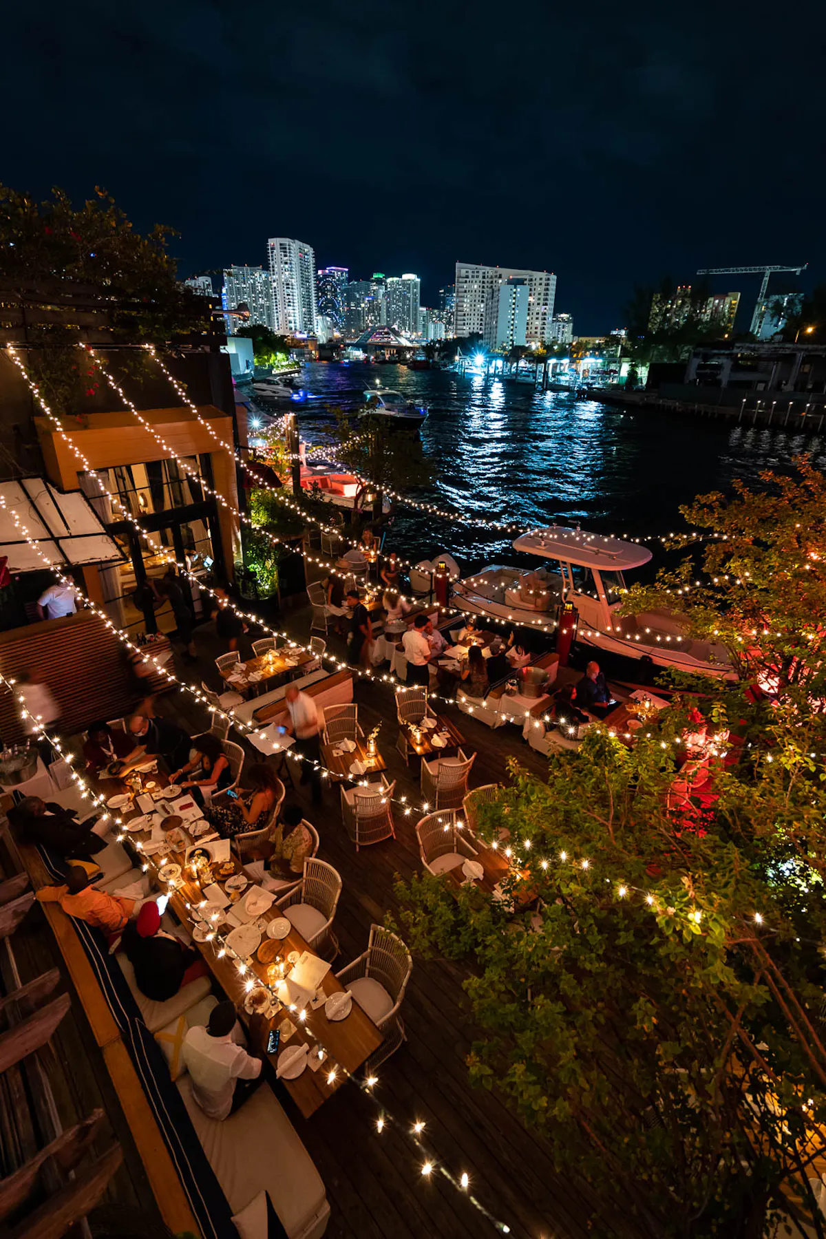 a view of a city at night