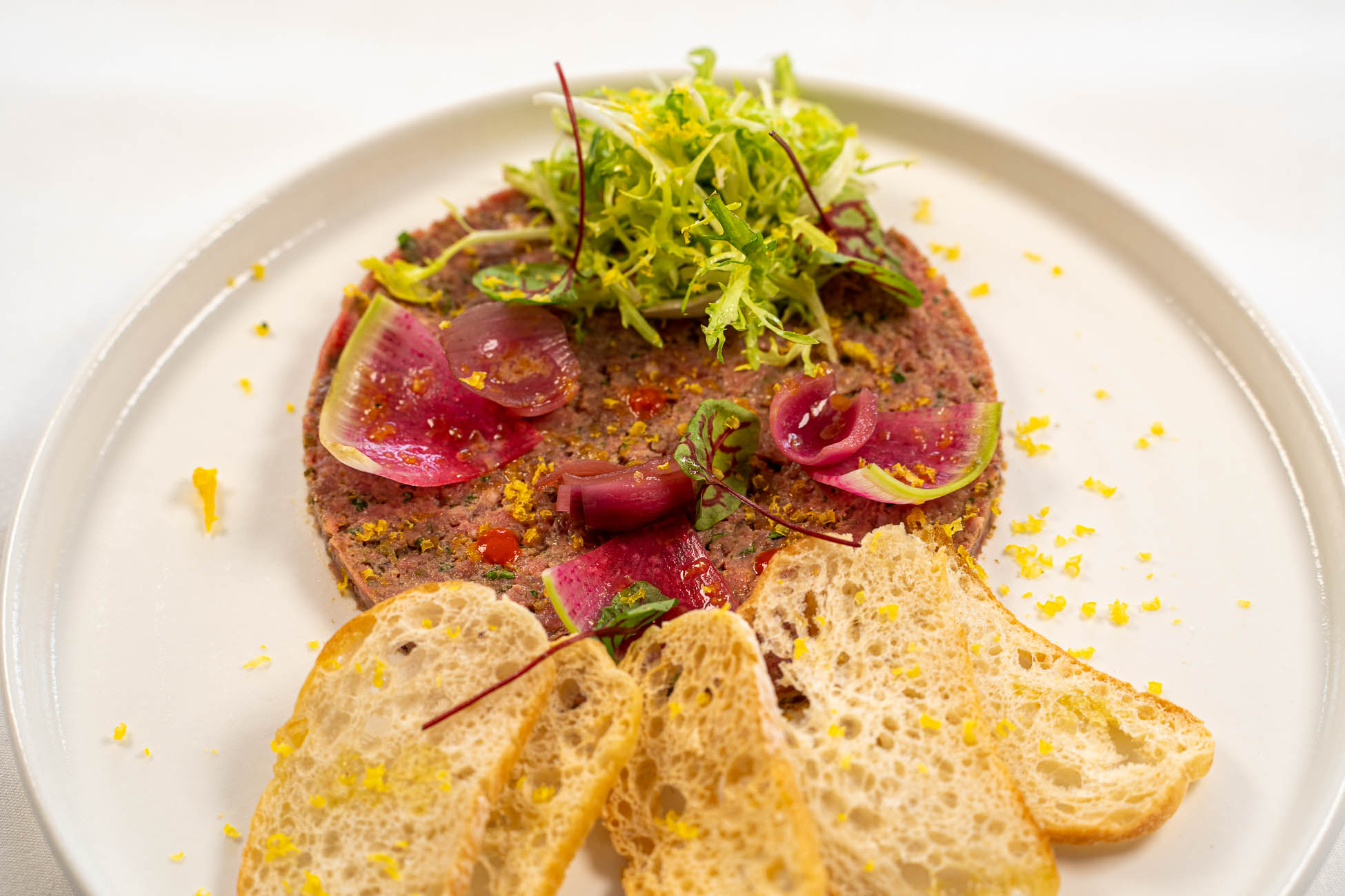 Wagyu Steak Tartare, waterfront restaurant in Miami, cocktails on Miami River