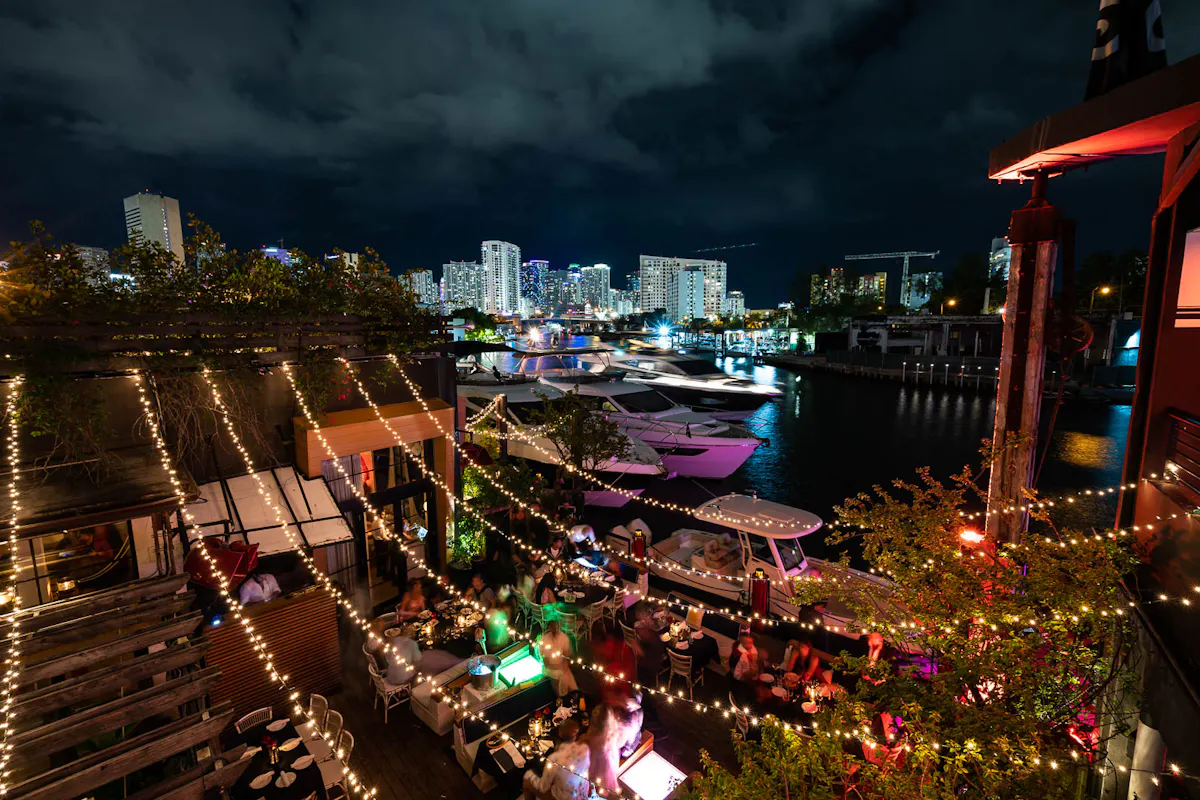 a view of a city at night