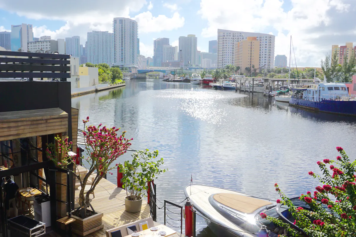 a building in front of a body of water