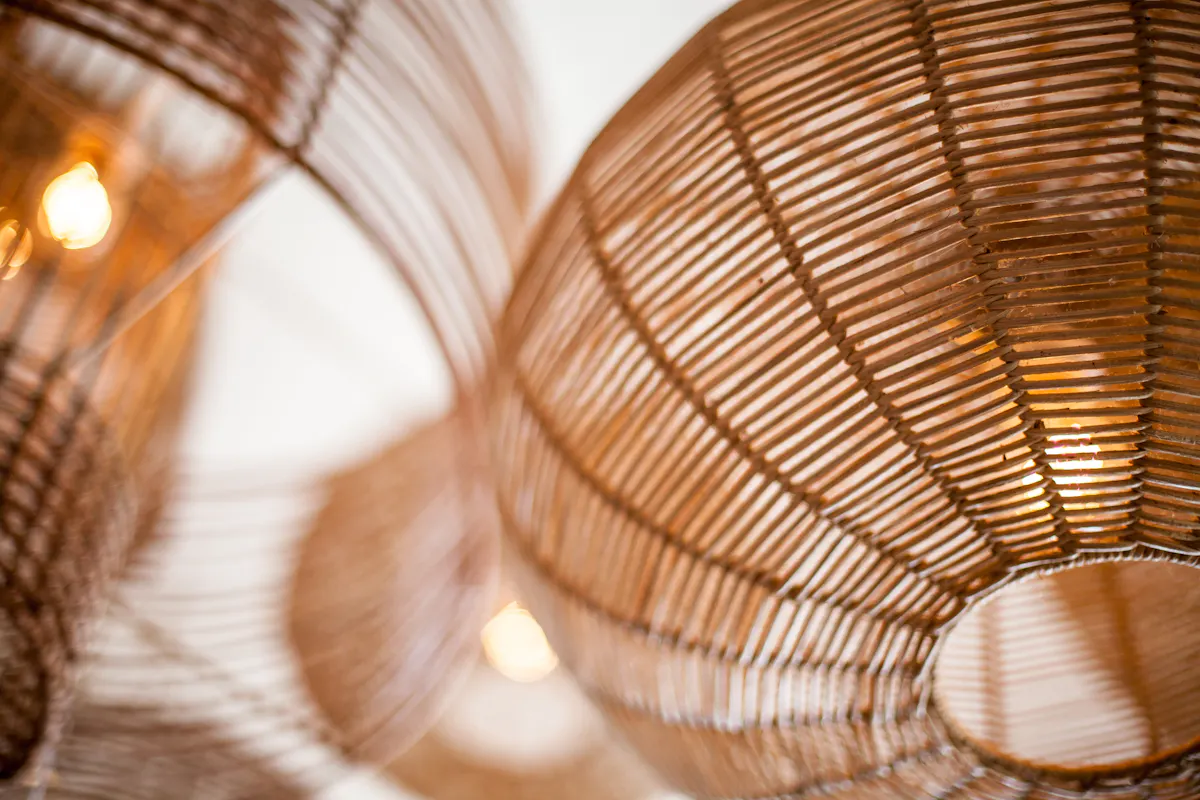 a closeup of some lamps