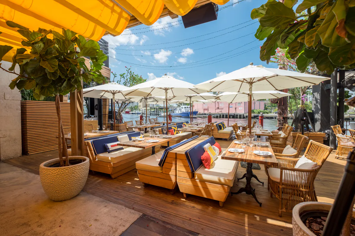 Seaspice's waterfront lounge dining area