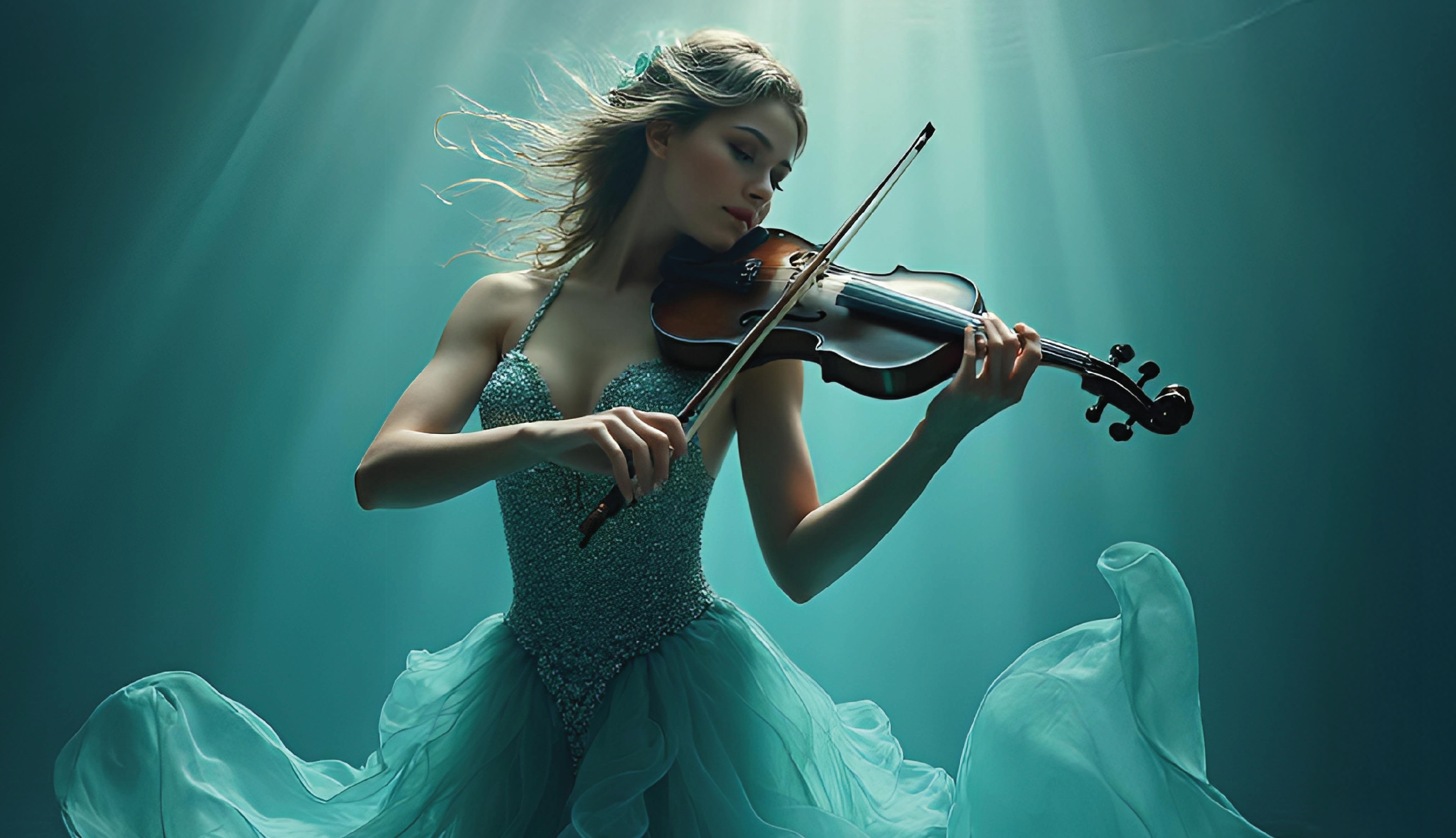 a woman wearing a blue dress