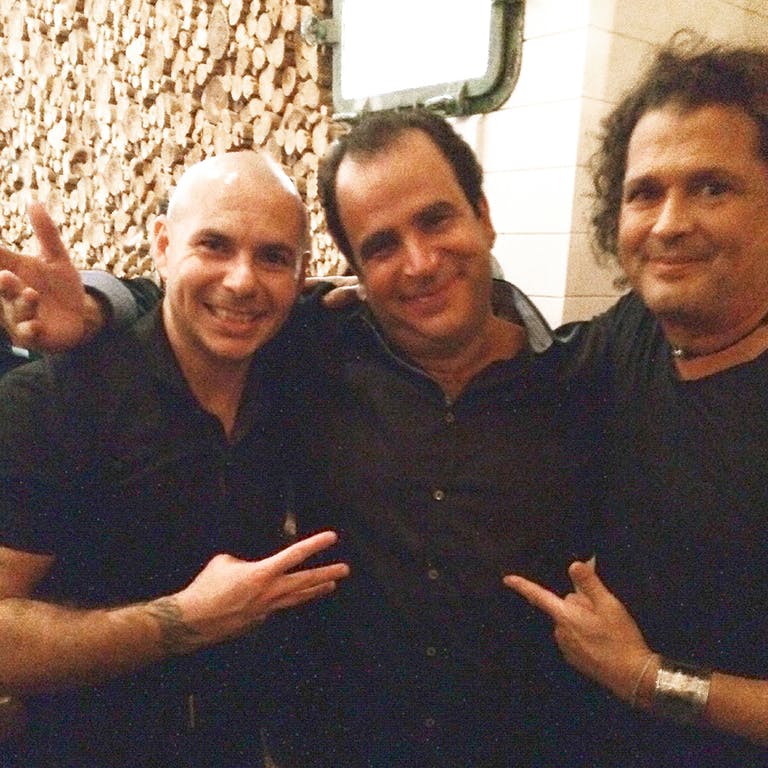 Pitbull, Carlos Vives posing for the camera