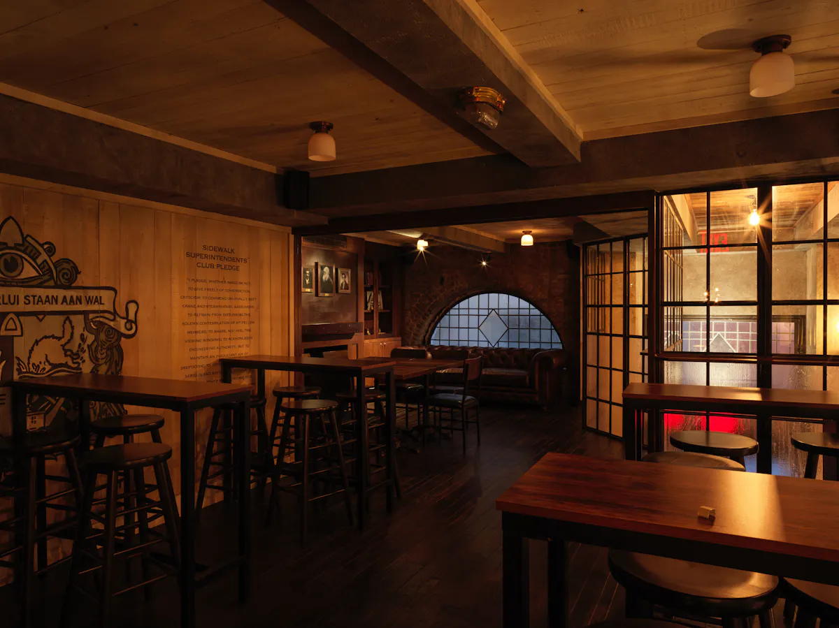 a room filled with dining tables