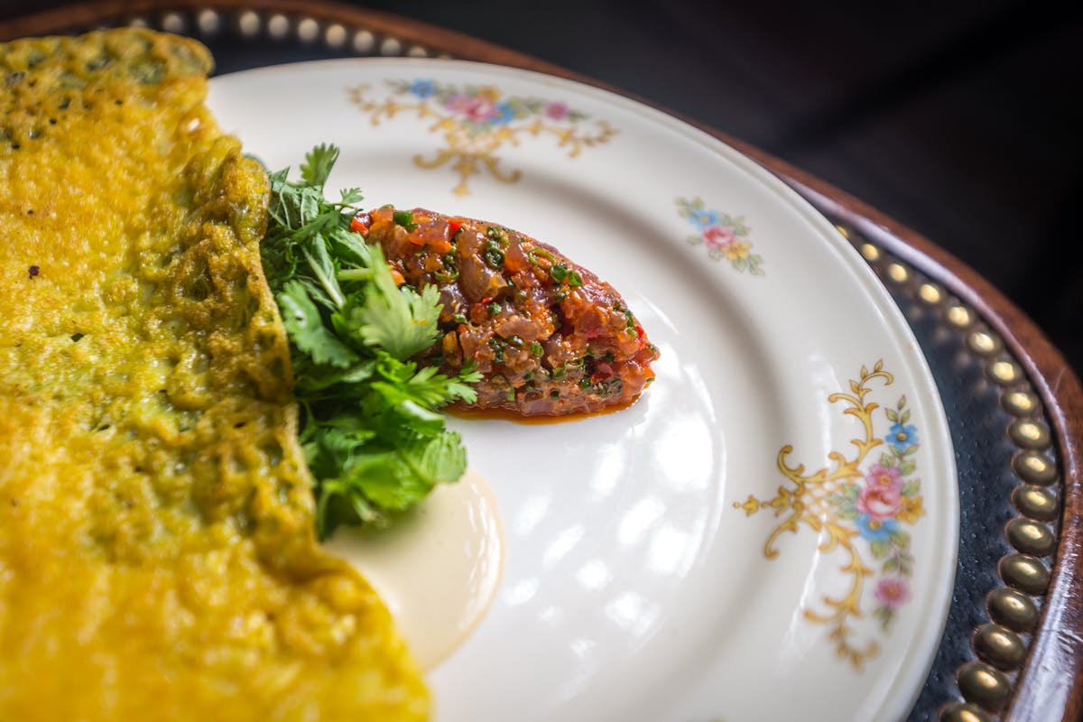 a plate of food with a fork