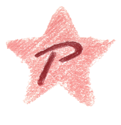 a pink star with a letter