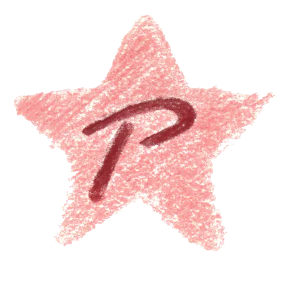 a pink star with a letter