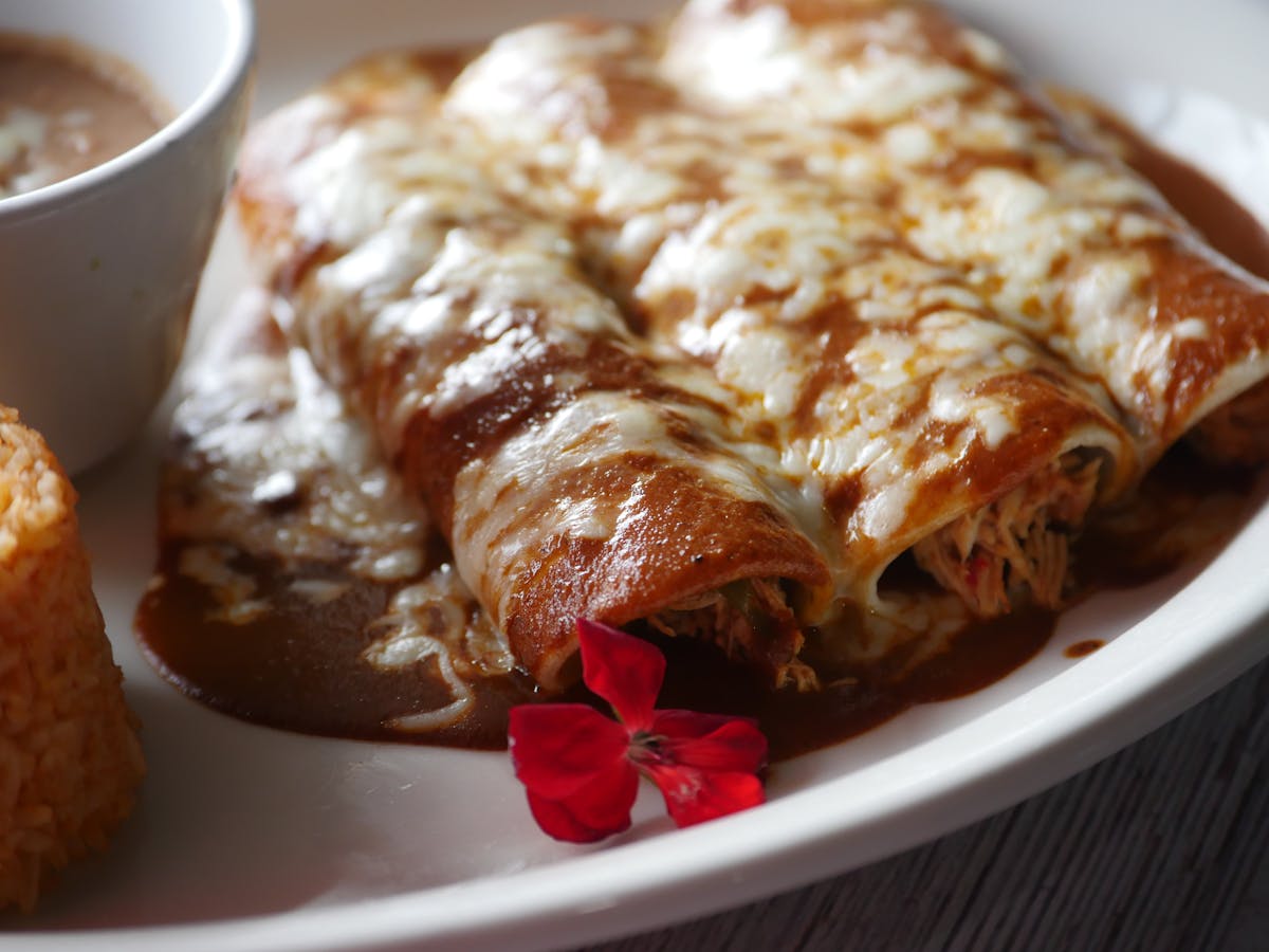 a close up of food on a plate