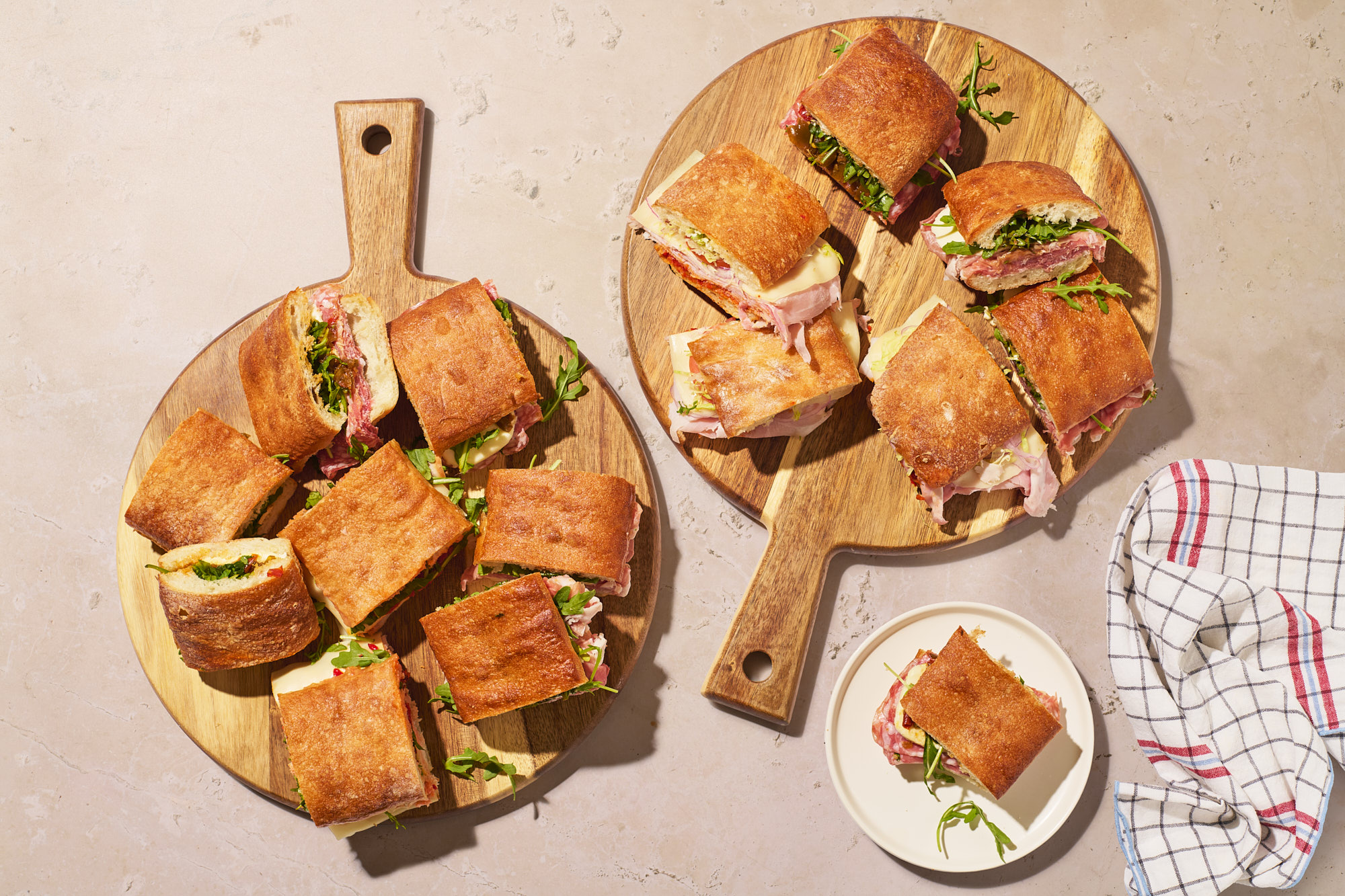 a plate of sandwiches on a table