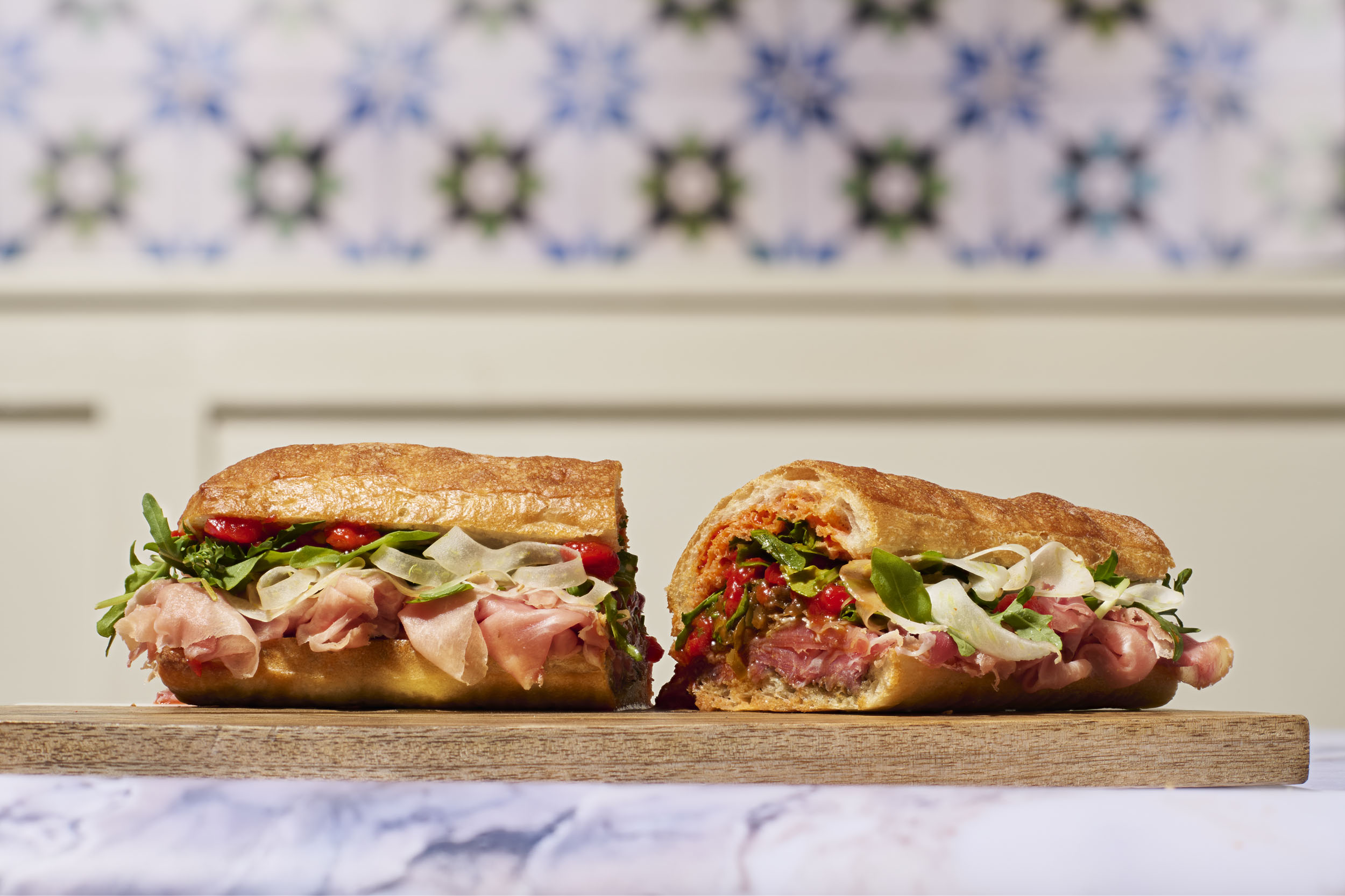 a sandwich cut in half