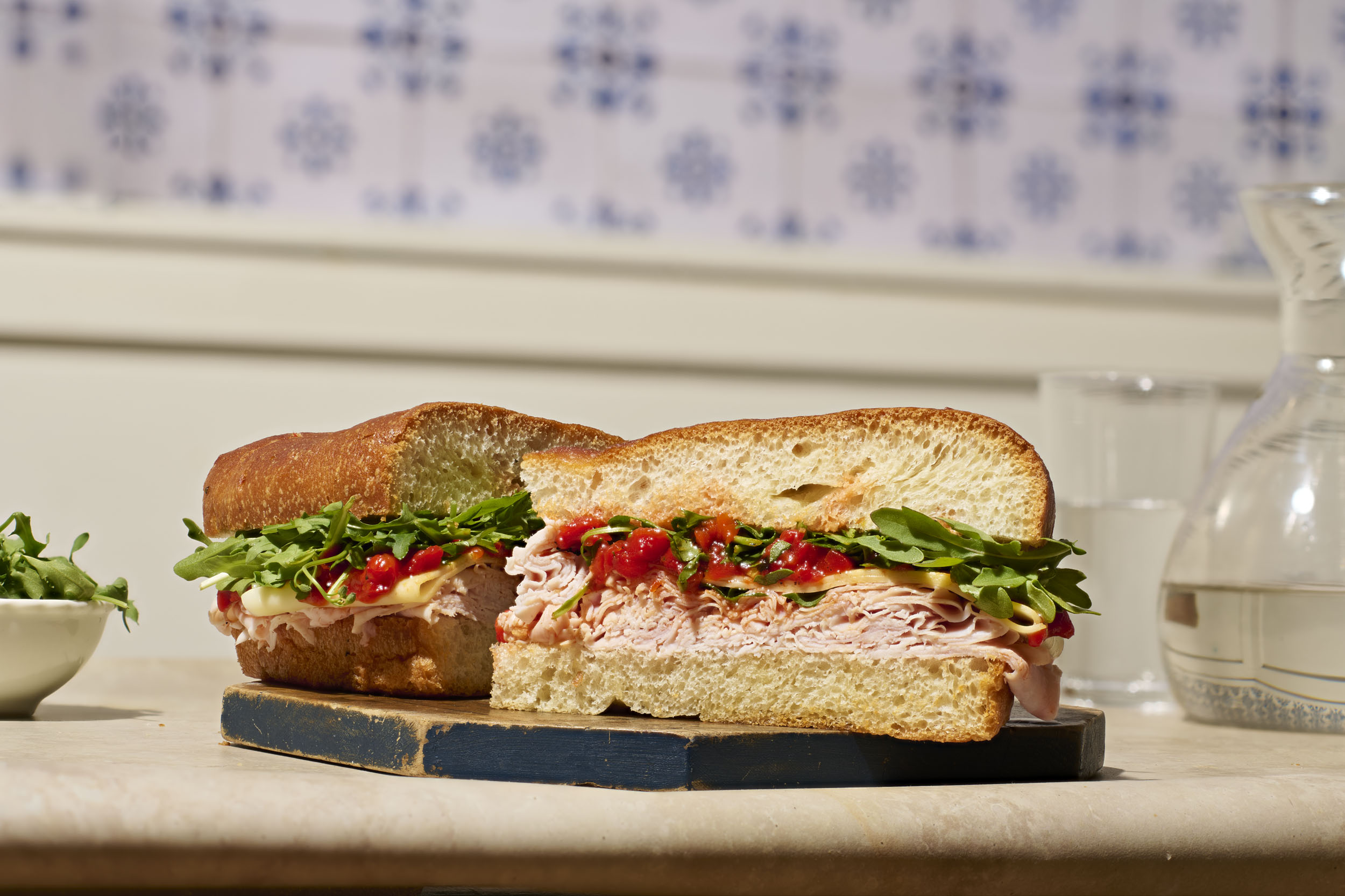 a sandwich cut in half