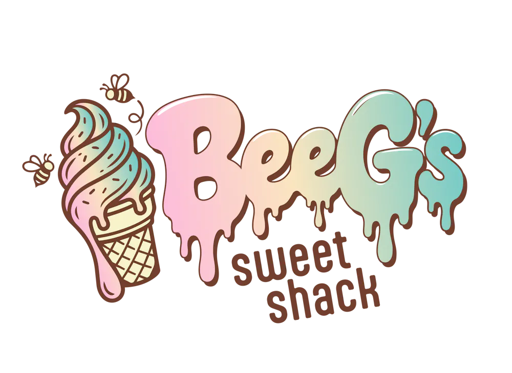 a logo with text and ice cream
