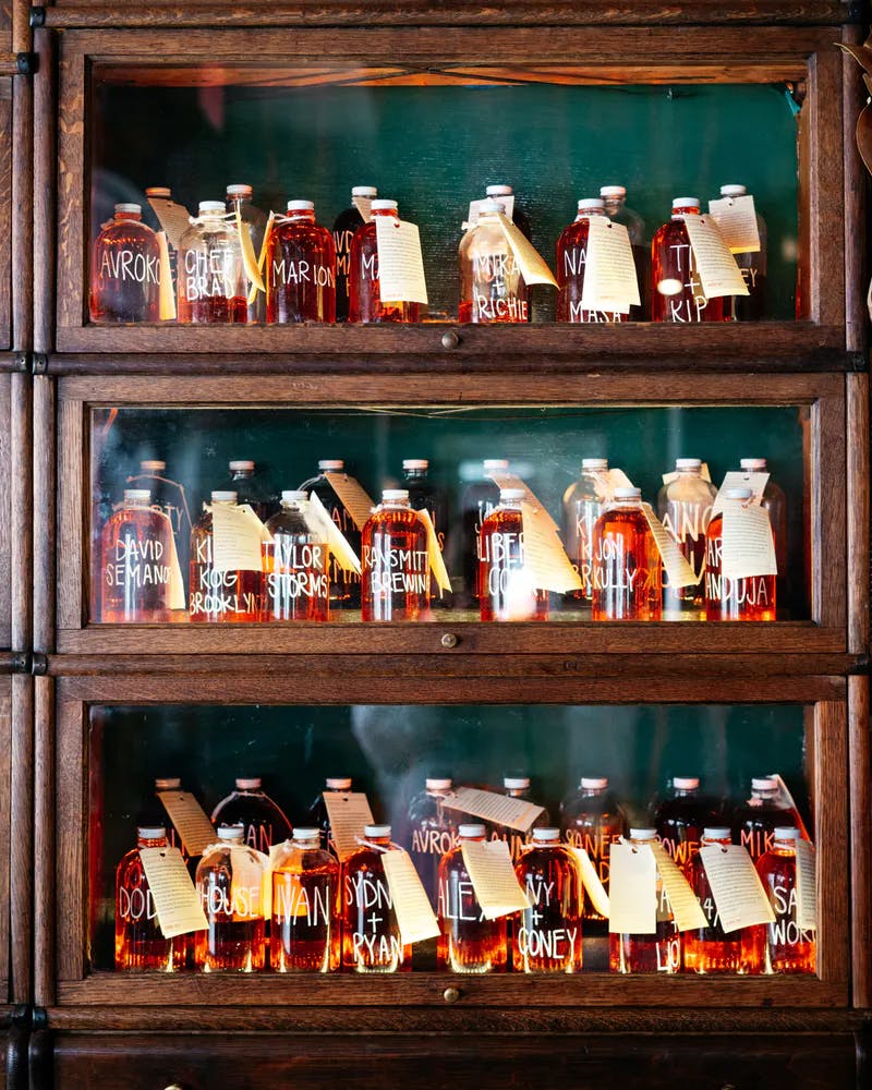 a bottle of wine on a shelf
