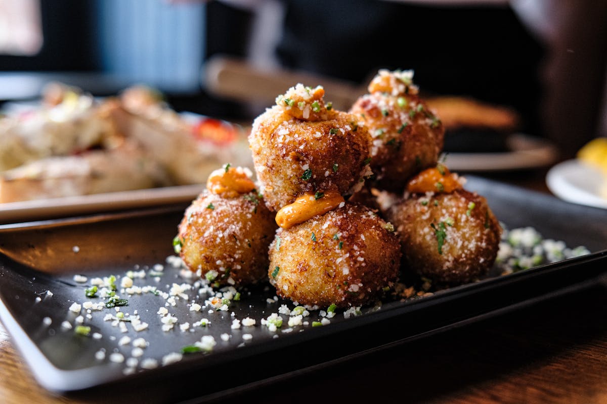 a close up of food on a table
