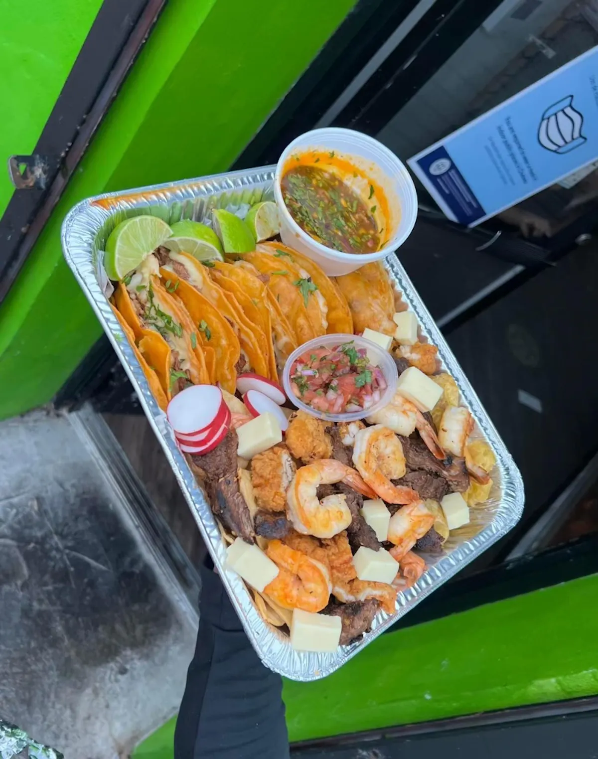 a tray of food