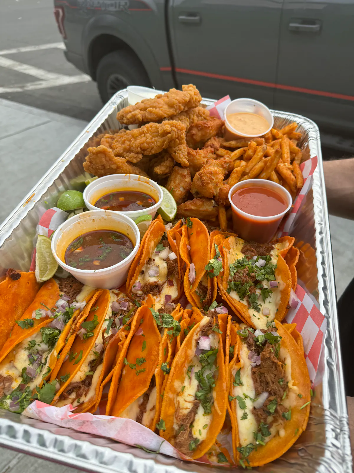 a tray of food on a table