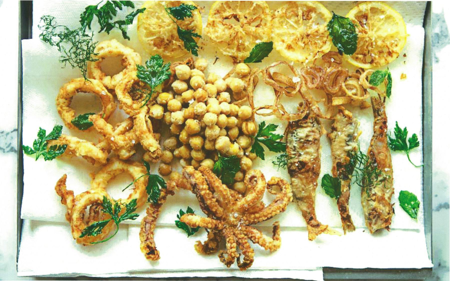 a bunch of different types of food