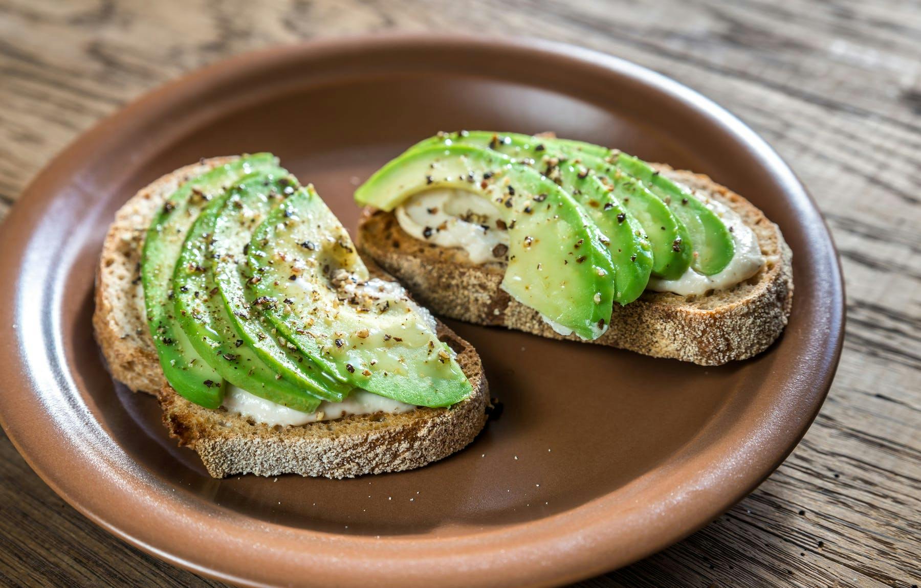 a plate of avocado and toast on a table