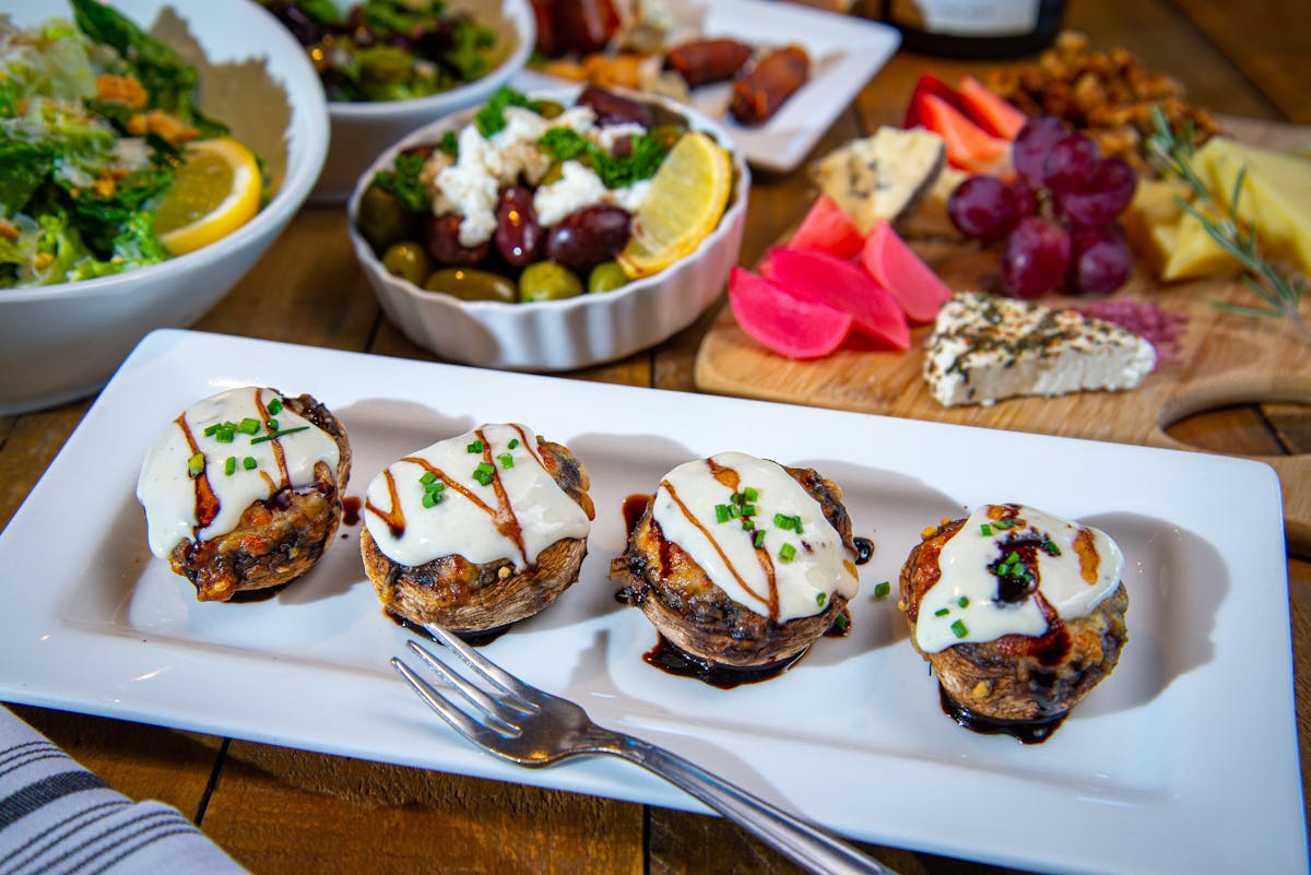 a bunch of food on a plate on a table