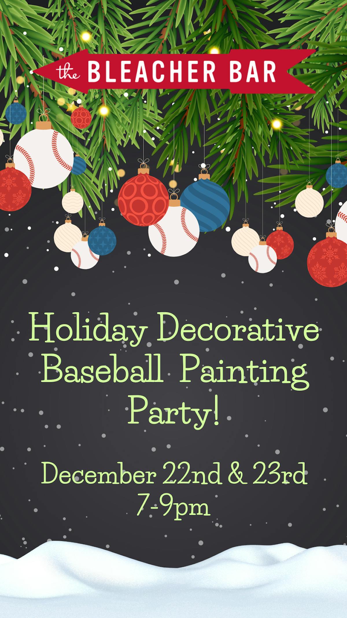 holiday baseball painting at bleacher bar boston