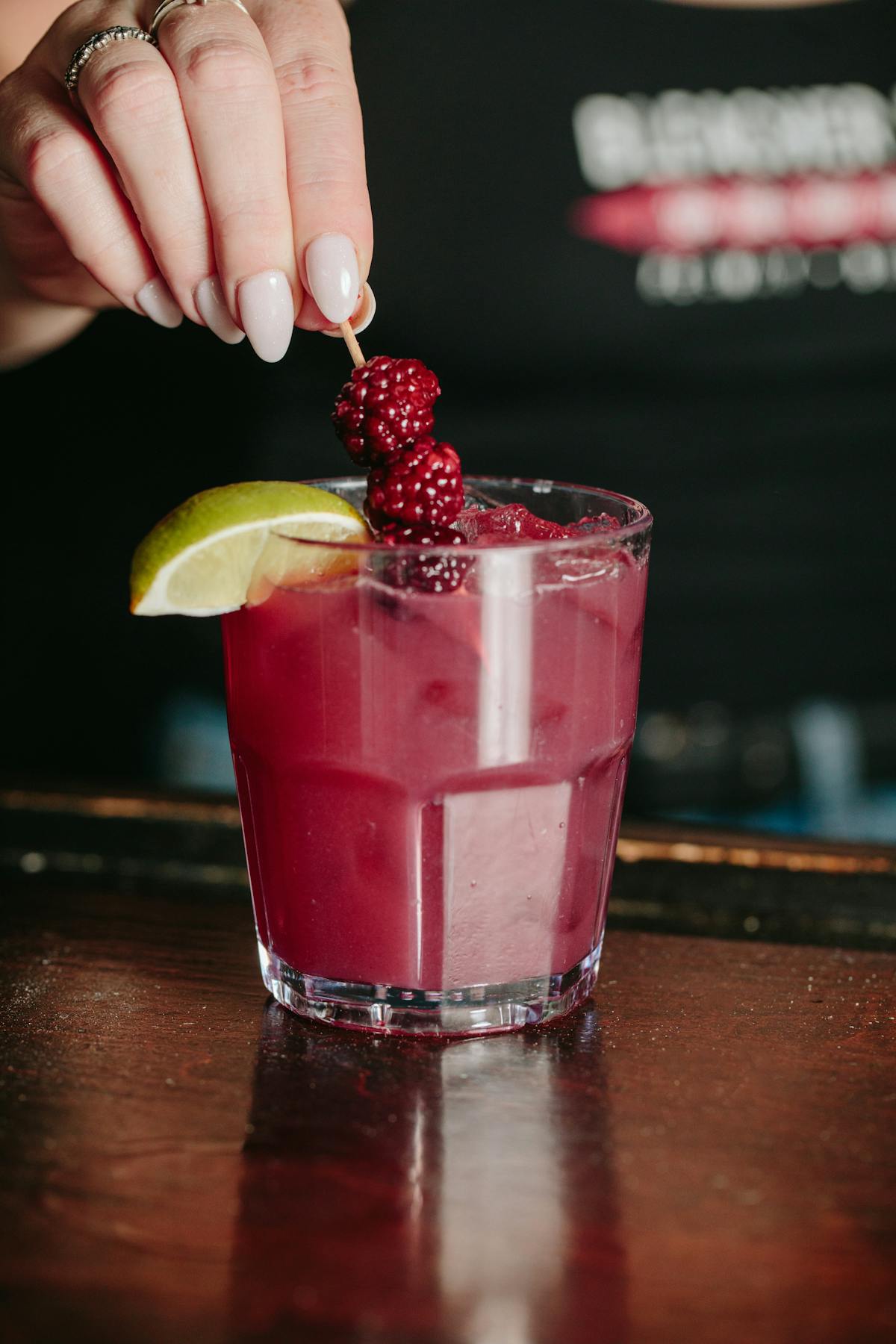 a close up of a beverage in a glass cup on a table