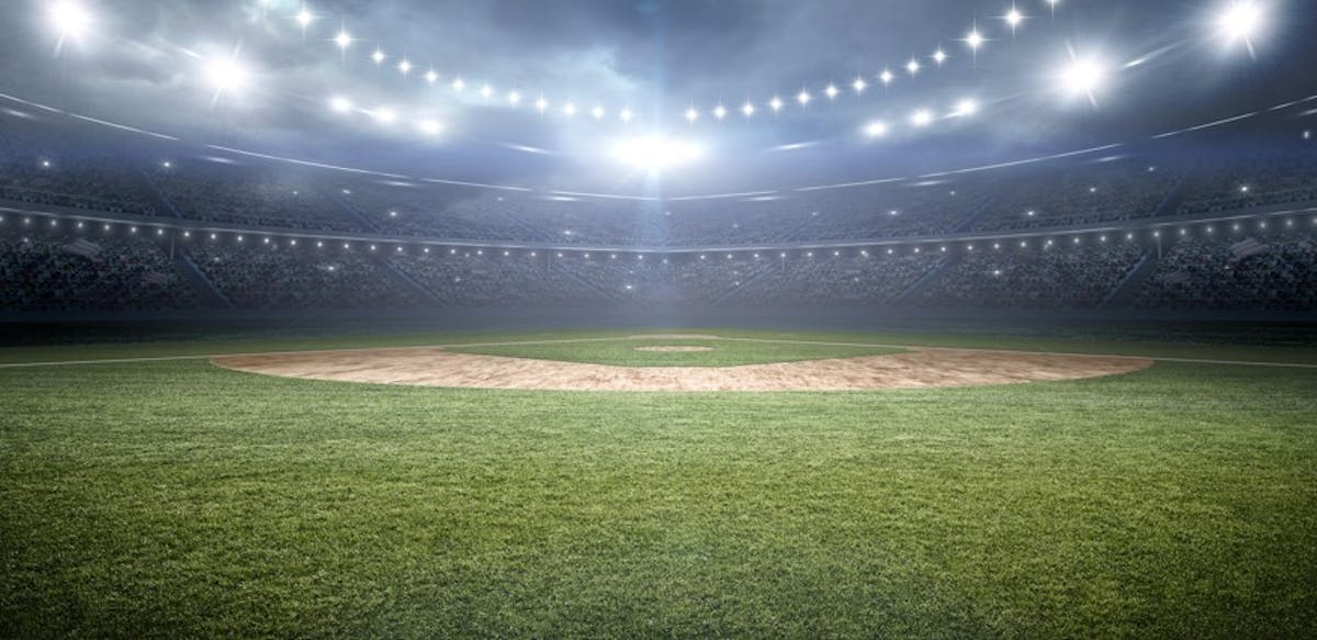 view of baseball game from bleacher bar